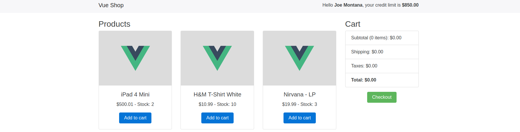 Vue Shop created by Matheus Azzi