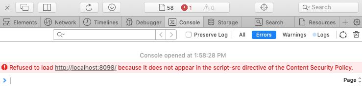 Browser console error