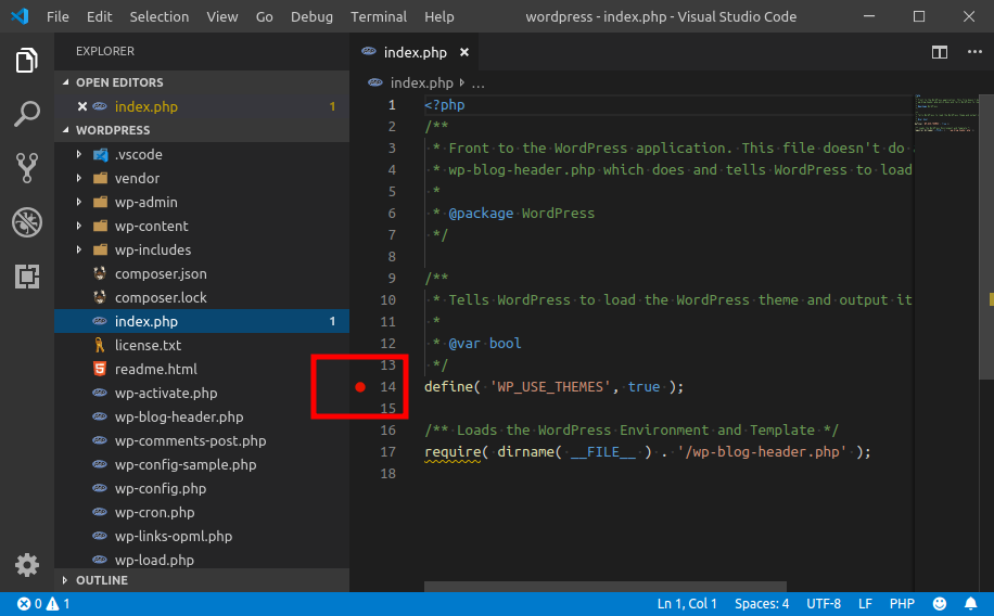 VS Code Breakpoint