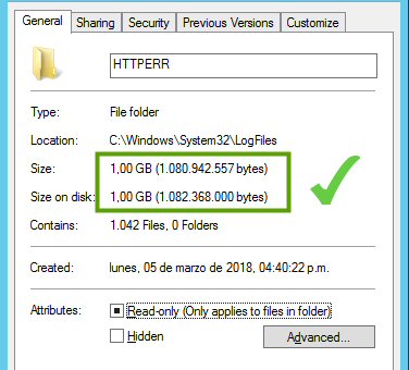 Folder properties after cleanup
