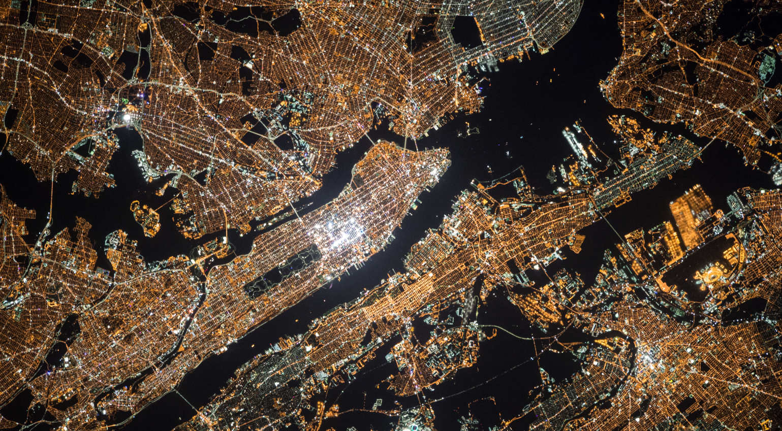 Aerial view of New York City from satellite