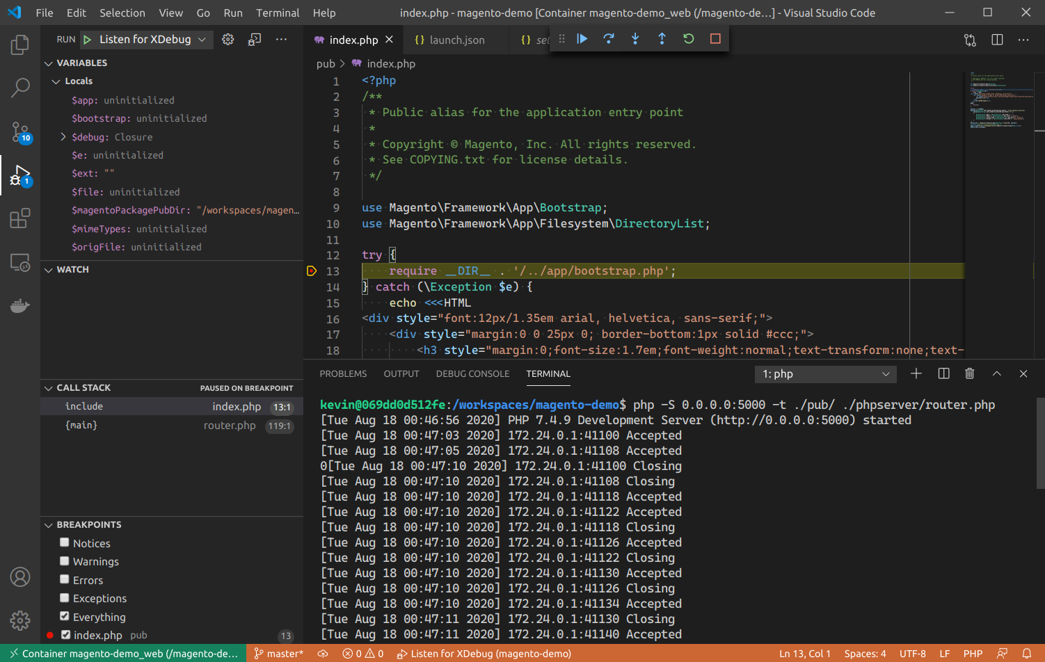 Debugging Magento in VS codeCode