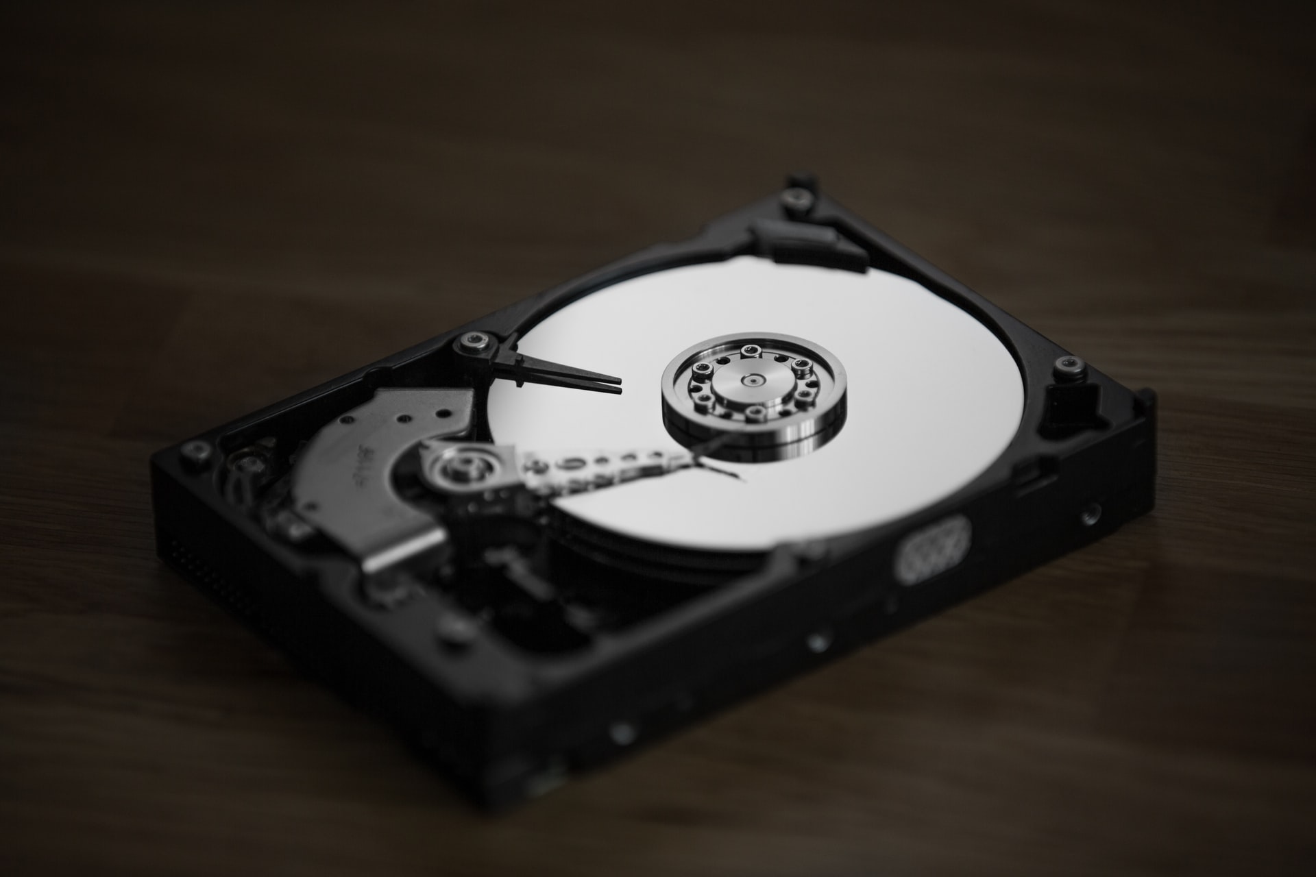 Black and silver hard drive