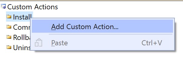 Add a Custom Action screenshot