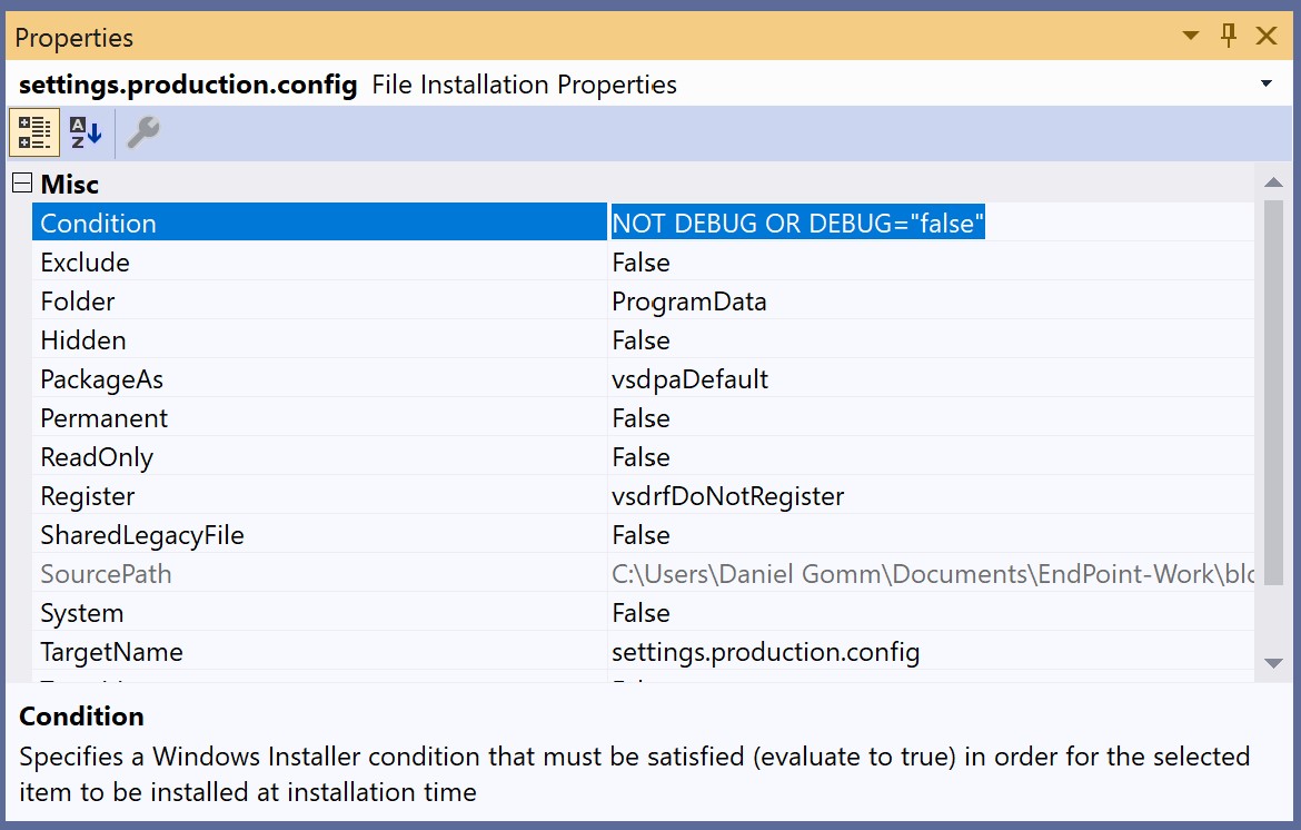 Conditionally Installing a File screenshot