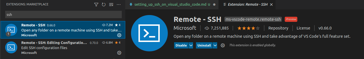 Remote SSH in Visual Studio Code Marketplace