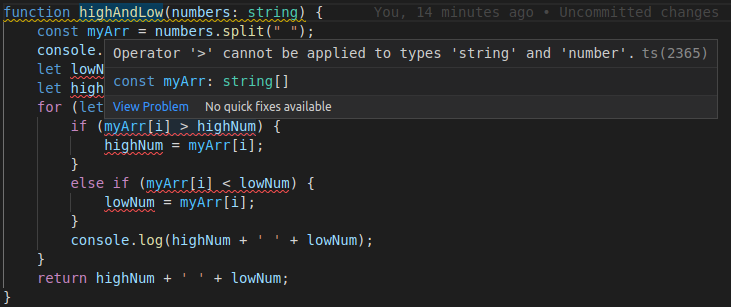 TypeScript example of mismatched string and number types