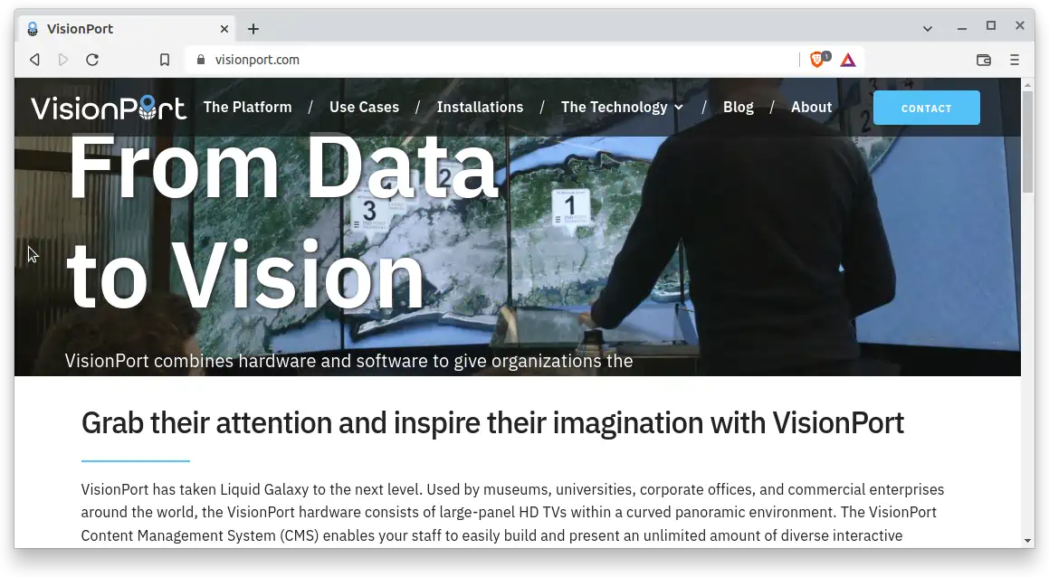 Screenshot of visionport.com website loaded in a web browser