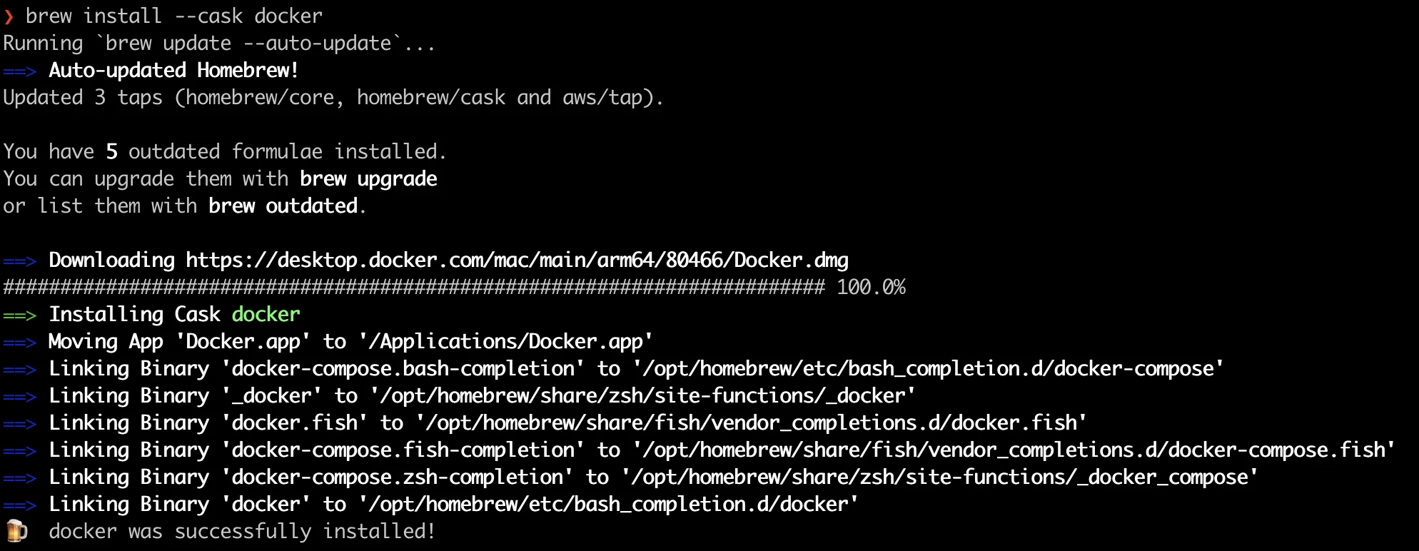 Installing Docker Desktop with Brew