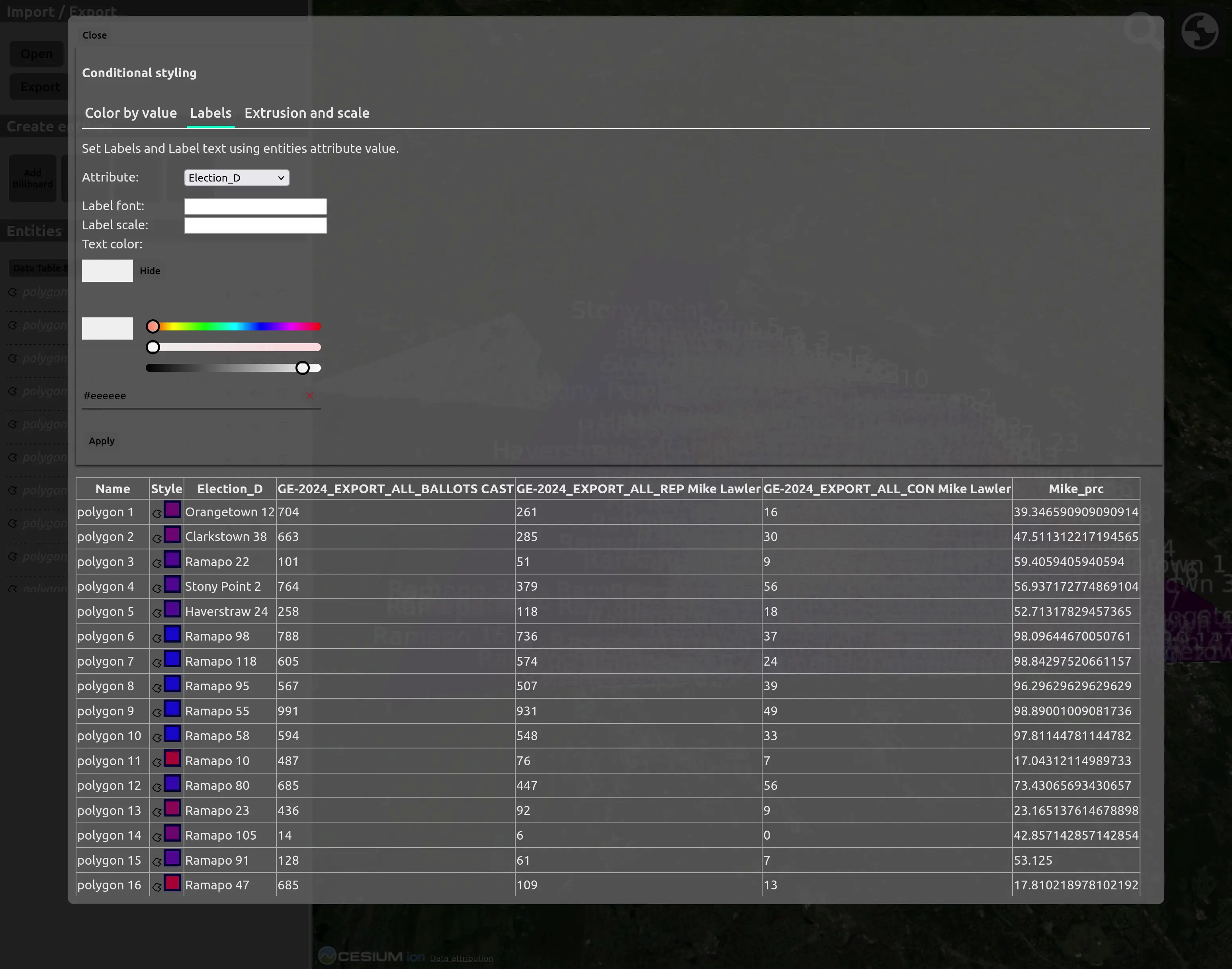 The same screen, now with added color sliders next to the color square. The color has been changed to a near-white gray.