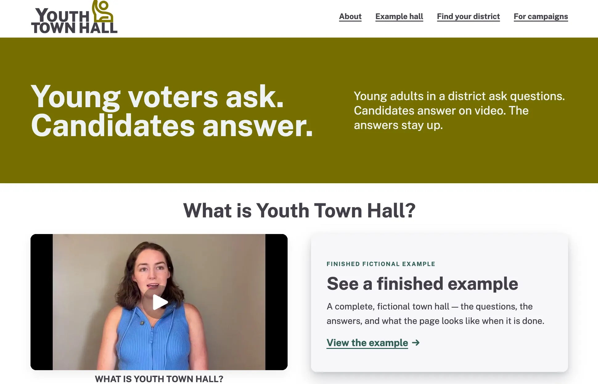 Youth Town Hall&rsquo;s homepage
