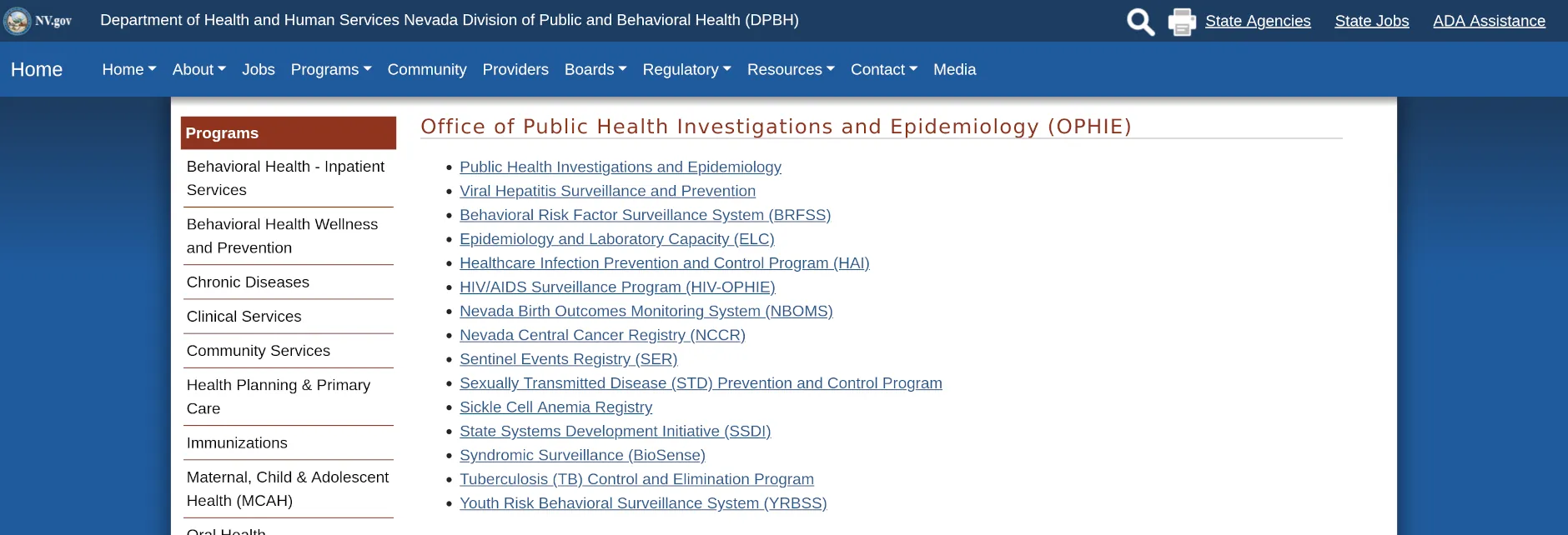 Nevada Division of Public & Behavioral Health